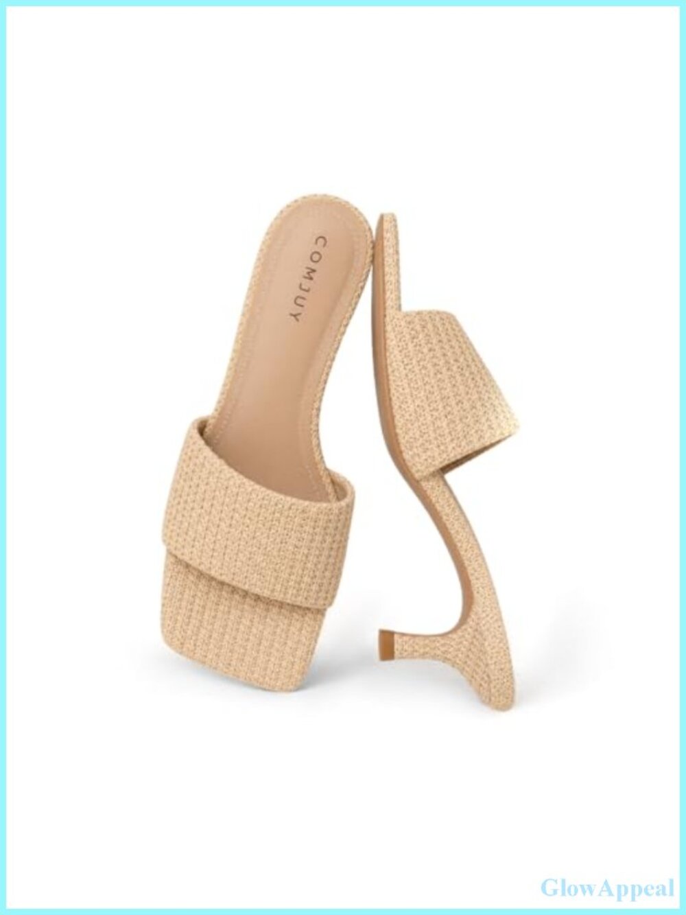 Raffia Comfortable Kitten Heel Slide Sandals Women's Woven Beach Wedding